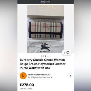 Burberry Beige and Brown Leather Wallet